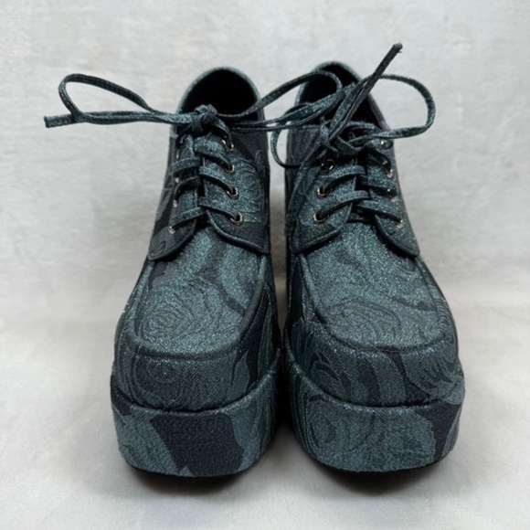 Jeffrey Campbell Shaggin Platform Heels Floral Lace Up Block Heel Shoes 8.5M - Picture 3 of 13